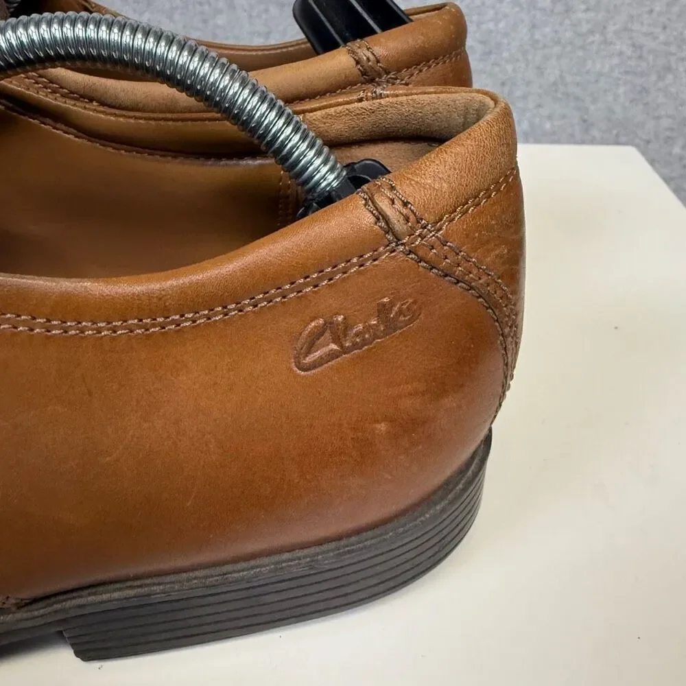 Clarks Men's Size 11M Brown Genuine Leather Oxford Dress Shoes Laced Up